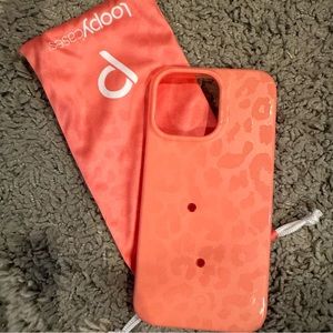 Loopy case for iPhone 14 Pro Max in Coral Leopard (loop not included)